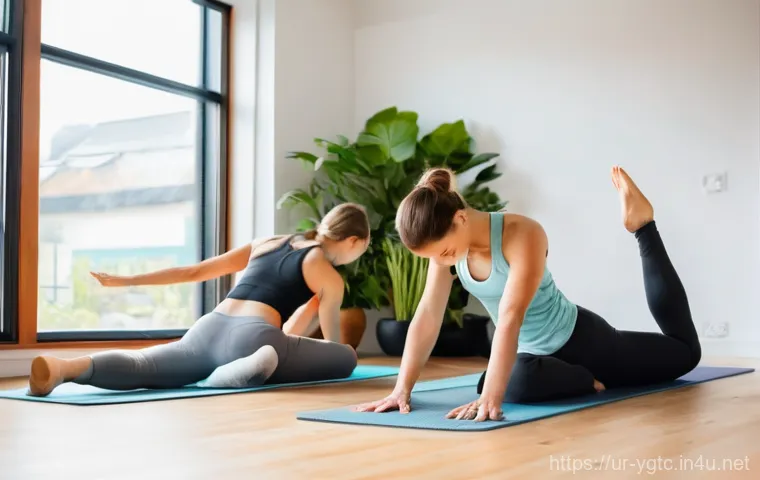 요가강사와 라이프스타일 - **Prompt 2: Diverse Online Yoga Community**
    "A split-screen or multi-panel composition showing a...