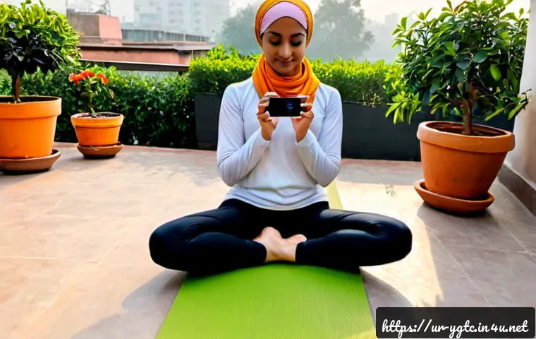 요가강사로서의 소셜 미디어 활용 - Photorealistic lifestyle scene of a Pakistani female yoga instructor in modest athletic wear and a l...